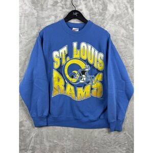 Vintage Hanes NFL St. Louis Rams Sweatshirt Mens Large Helmet 90s USA AOP